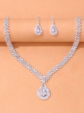 Ruby Drop Star Zircon Necklace Set – Elegant Bridal Jewelry Set