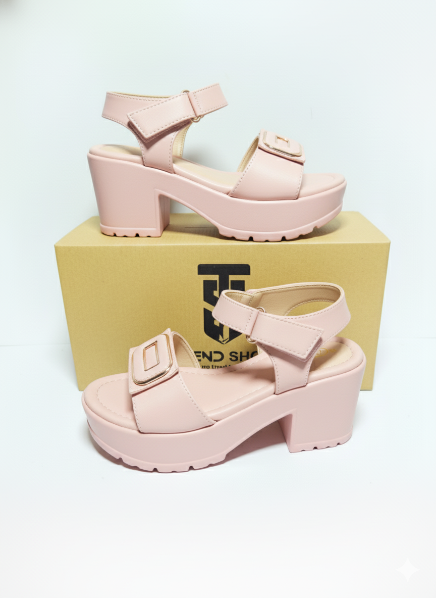 Chic Black Platform Sandals with Gold Buckle Detail