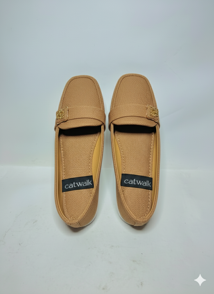 Stylish Light Brown Textile Loafers for Everyday Wear.