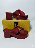 Chunky Pink Platform Slides with Buckle Detail