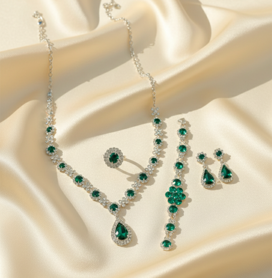 Black Elegant Ruby & Crystal Zircon Diamond Jewelry Set