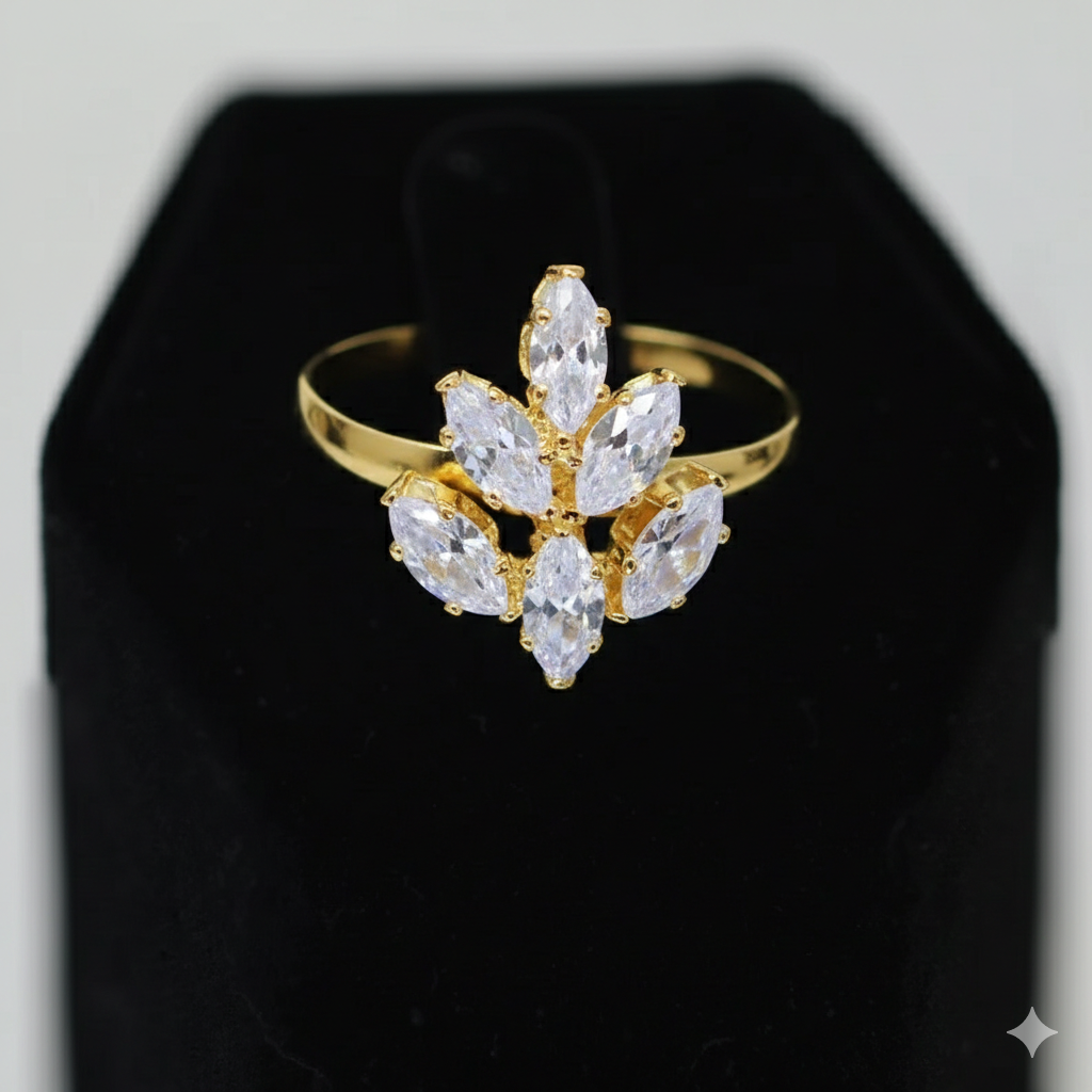 Golden Marquise Floral Jewellery Set.