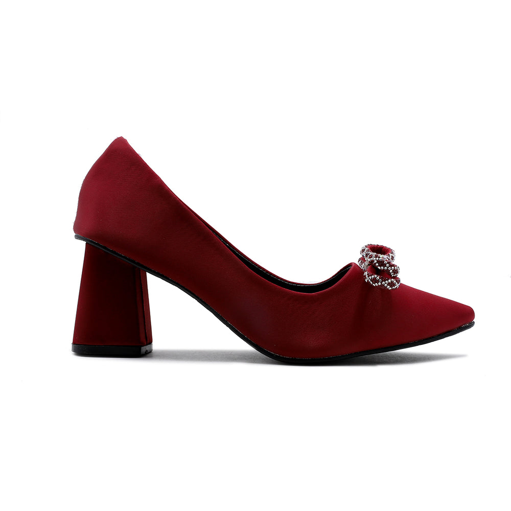 Z Elegant Satin Pointed-Toe Heels with Rhinestone Bow.