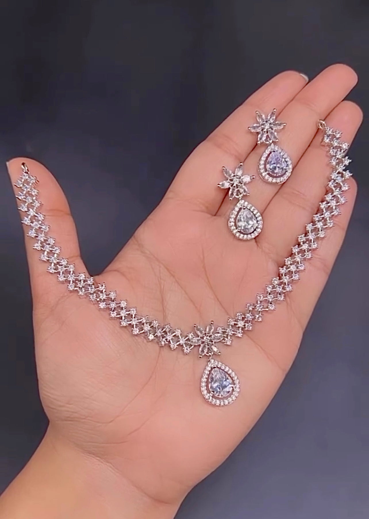 Ruby Drop Star Zircon Necklace Set – Elegant Bridal Jewelry Set