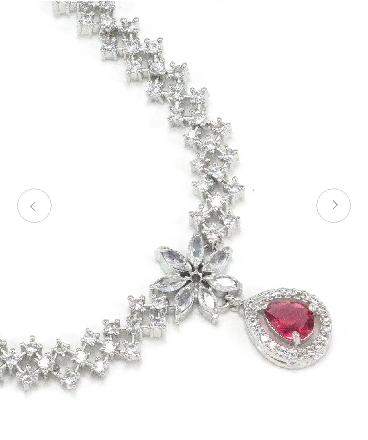Ruby Drop Star Zircon Necklace Set – Elegant Bridal Jewelry Set