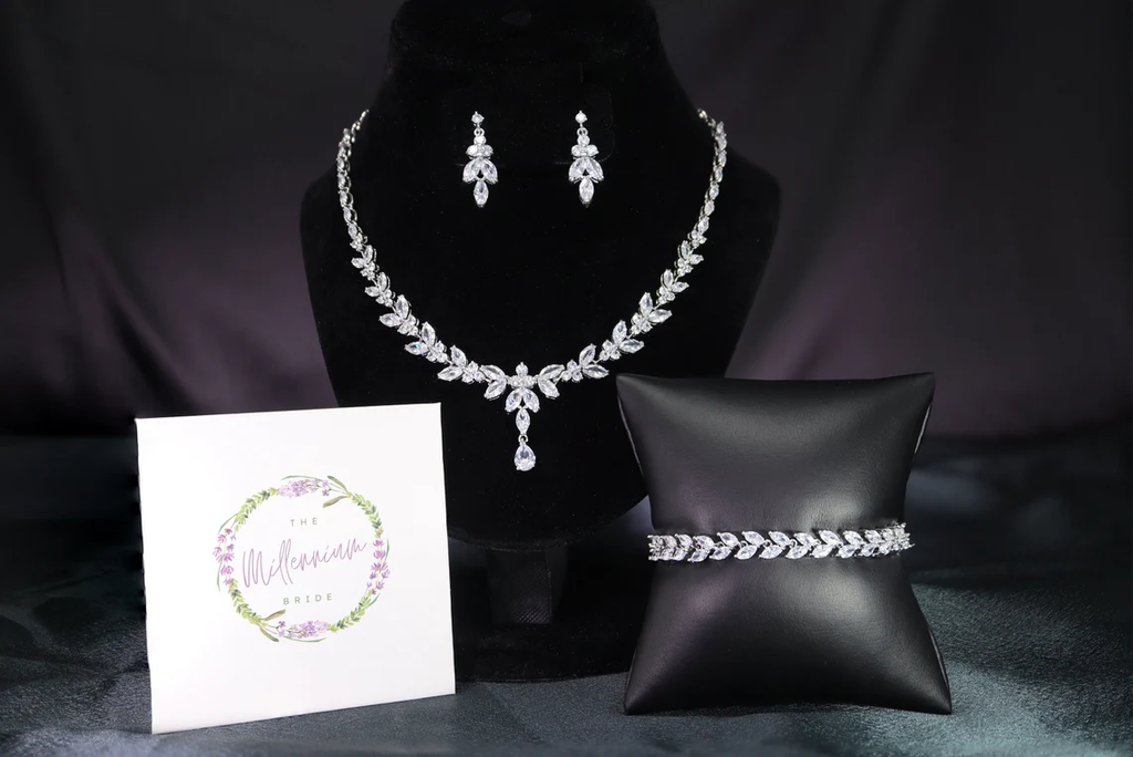 Luxury Marquise-Cut Zircon Bridal Necklace Set with Matching Accessories ✨