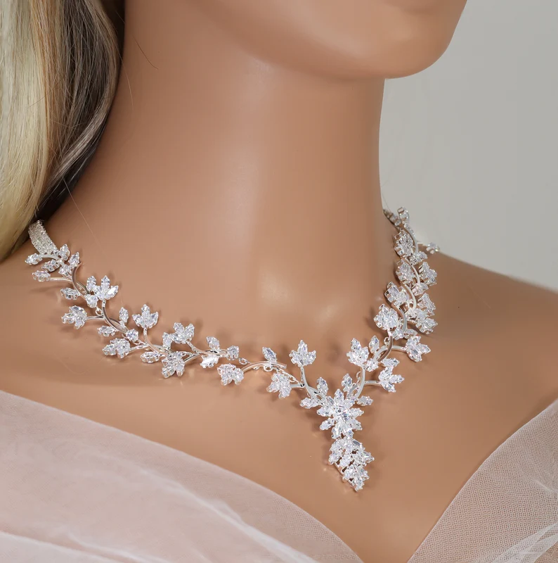 Zircon Statement Necklace Set with Matching Ring, Bracelet & Earrings