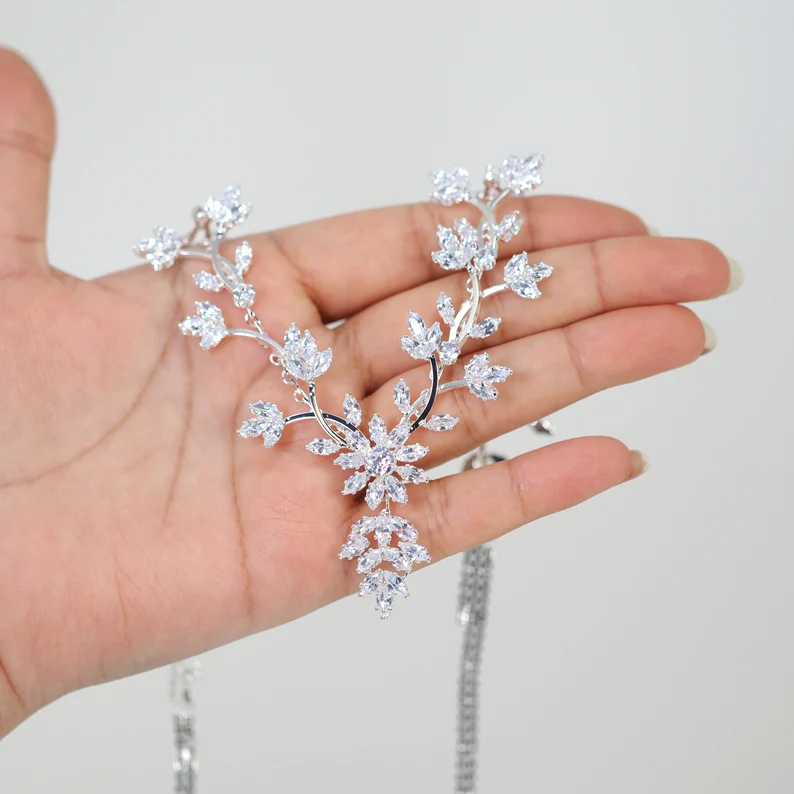 Zircon Statement Necklace Set with Matching Ring, Bracelet & Earrings